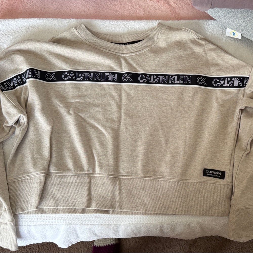 Calvin Klein Light Tan Sweatshirt with Logo Band
